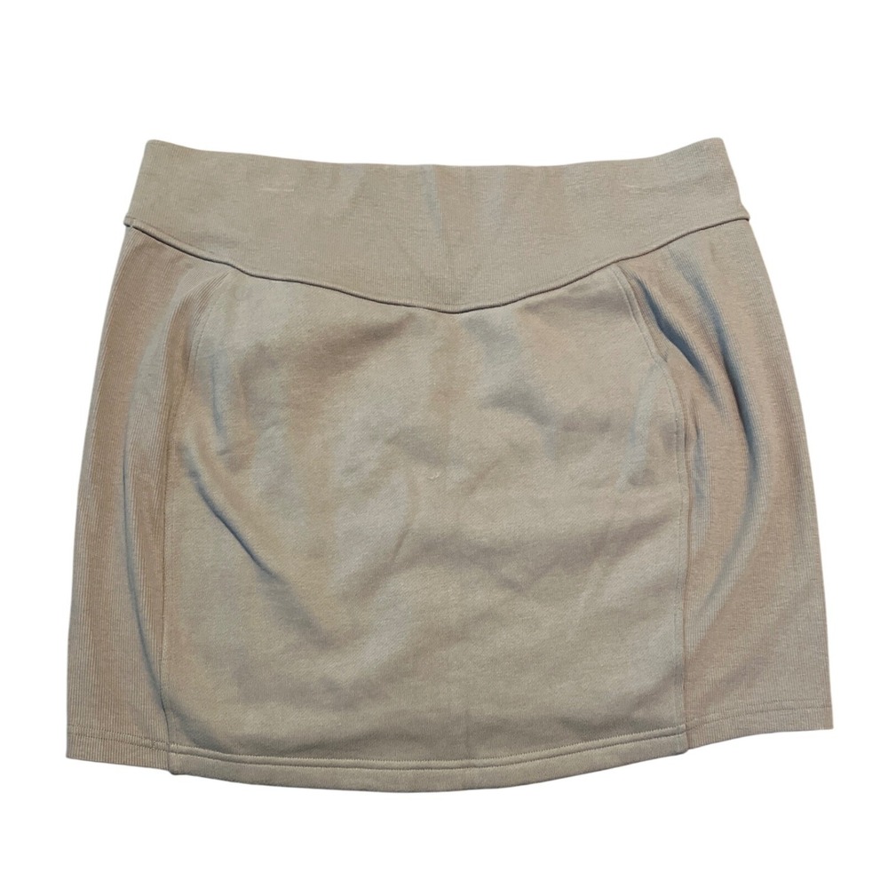 Lululemon Scuba HR Mini Skirt Taupe Cotton Fleece High Rise LW8ALSS XL NWT